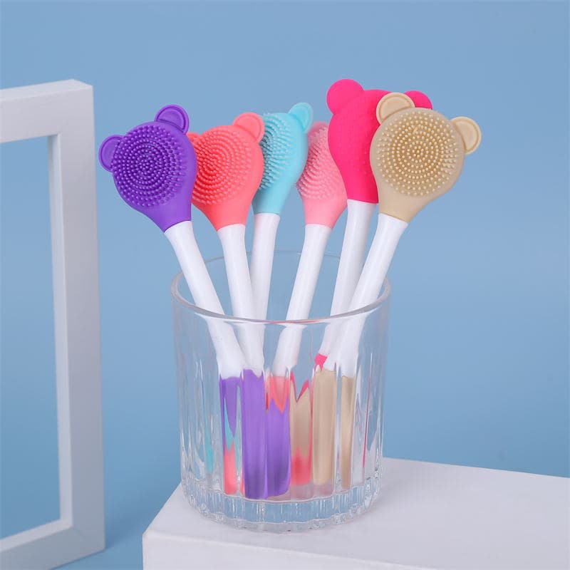 Silicone Brush Cosmetic Dual-Ended Two-Sided Face Wash Brush Easy to Clean Fine Soft Skin-Friendly Makeup Tool