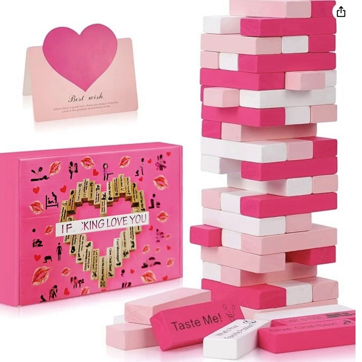 Cross-Best Seller Wooden Block Tower Jenga Game Couple Date Stacking Tower Game