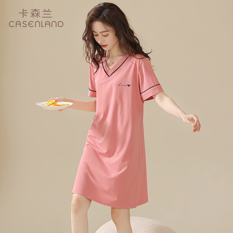 Women's Summer Modal Sleep Dress, New One-Piece Nightgown, Thin Short Sleeve Midi Dress, Loungewear for Home and Outdoor Wear