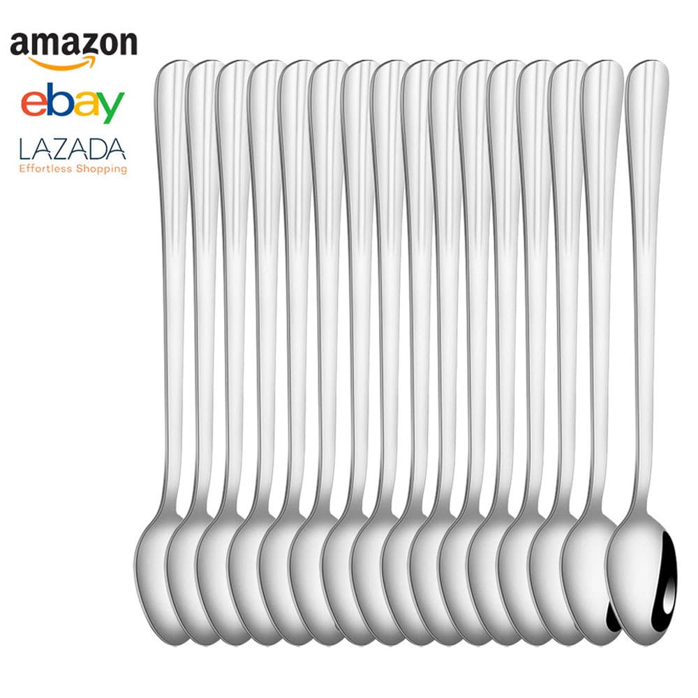 Cross-border stainless steel spoon long handle mixing spoon seasoning spoon creative ice spoon dessert honey spoon extended coffee spoon