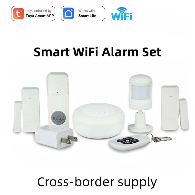 Tuya WiFi Wireless Home Alarm System Kit Smart Home Remote One-Key Lock Control Anti-Intrusion Alert Cross-Border