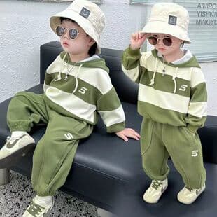 Boys' Spring/Autumn 2-Piece Set, Baby Outfit, 2024 New Kids' Two-Piece Set, Cool Street Style