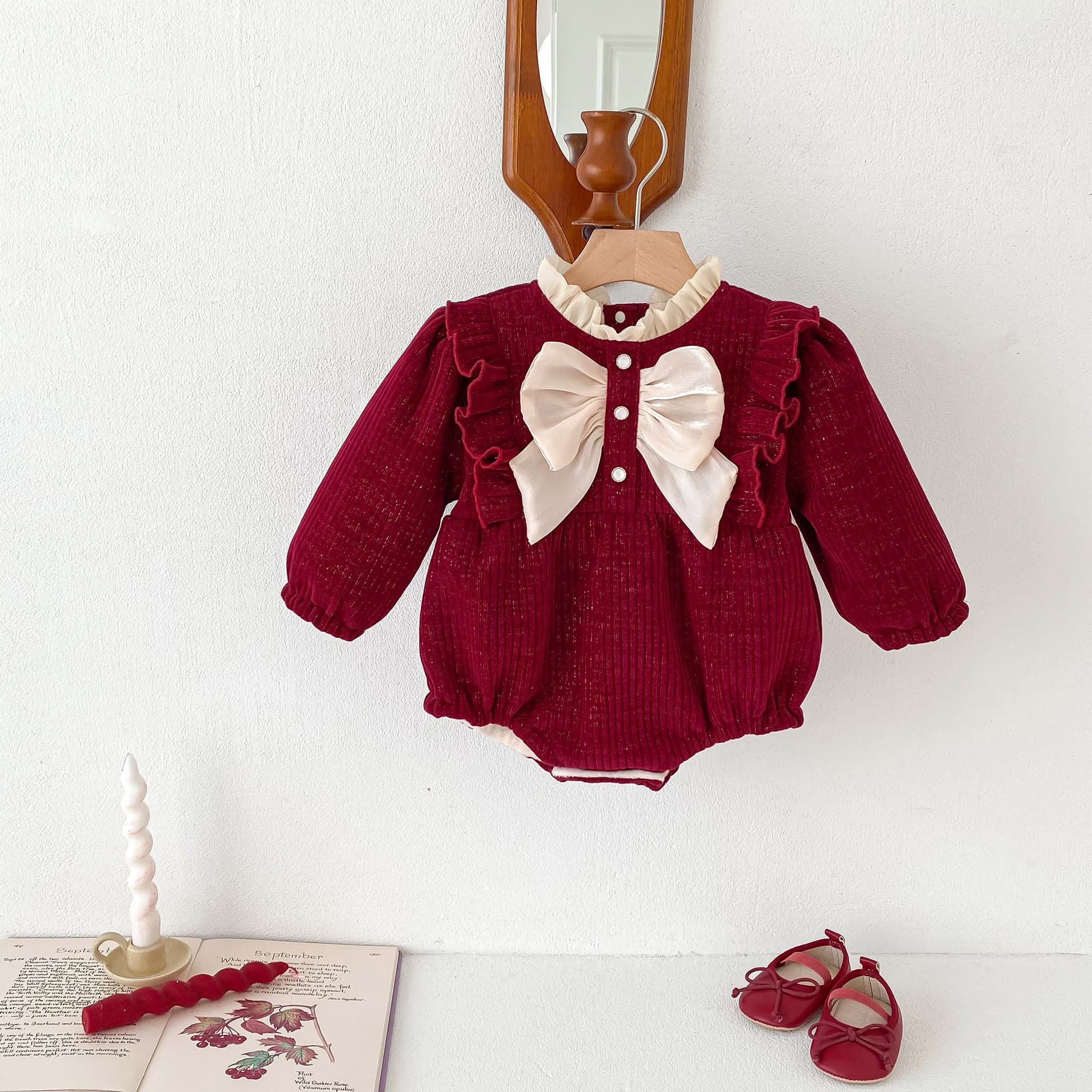 Autumn/Winter Baby Clothes Fleece-Lined Jumpsuit Women's Sweet Princess Hao Clothes Stylish New Year Climbing Suit Overalls