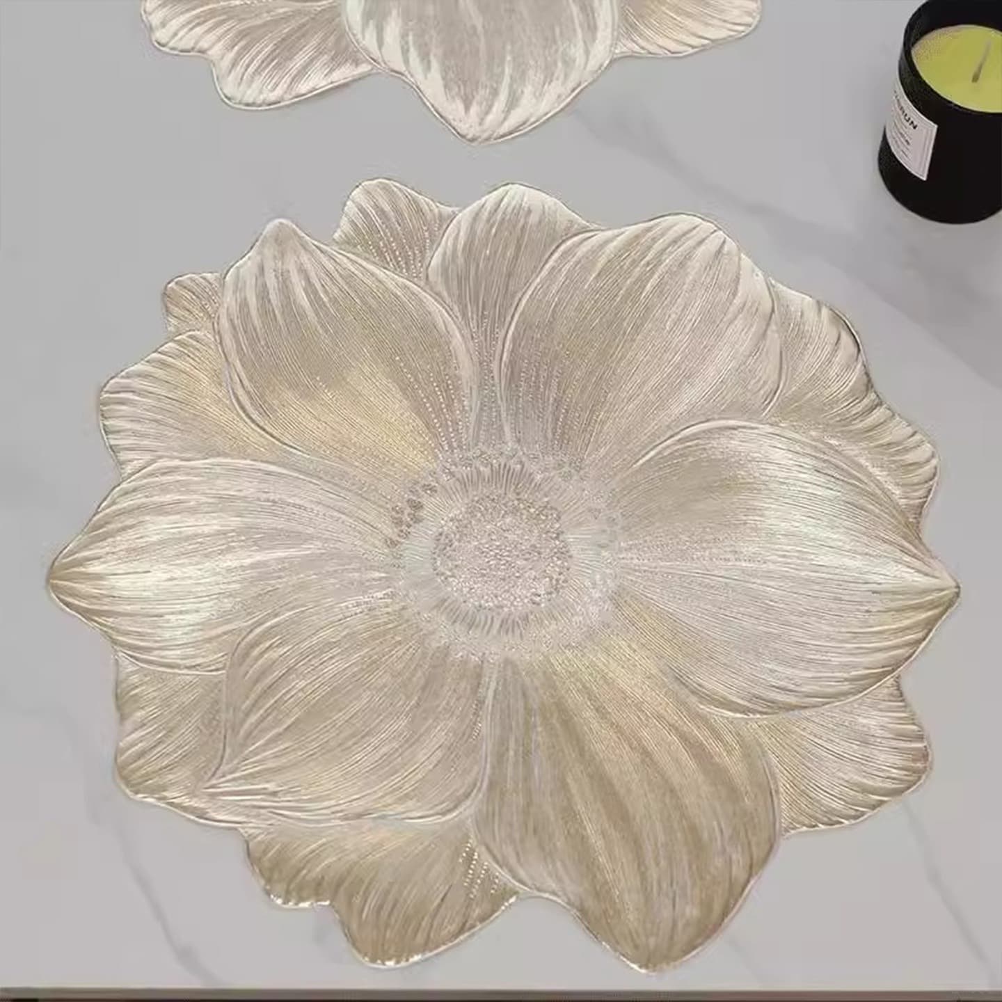 Elegant Lotus Non-Slip Placemat, Cup Mat & Coaster, PVC Heat-Resistant Thickened, Ins Style, Hotel & Home Use, Washable