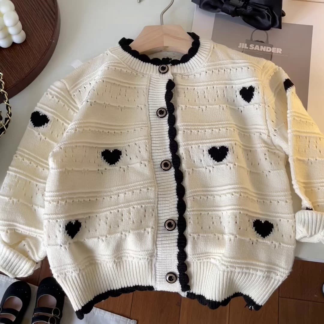 Spring/Autumn Girls Toddler Kids Flower Cardigan Knit Sweater Stylish [K Collection]