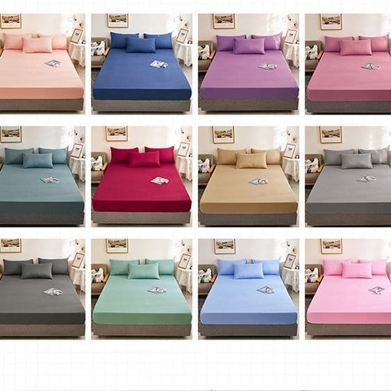 Single piece of bed sheet, thin cushion, elastic band, one circle, fully enclosed mattress, quilt base, 360 fitted sheet, single piece, solid color