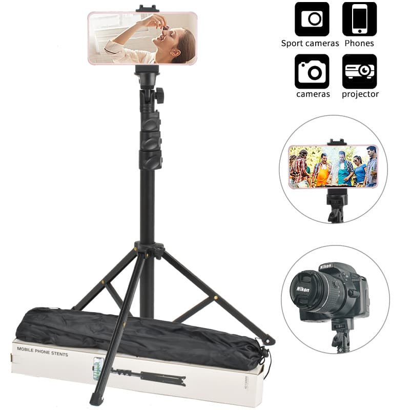 1.6m Dual-Camera Live Stream Floor Stand with Selfie Stick Tripod for Douyin and Kuaishou, Phone Wholesale