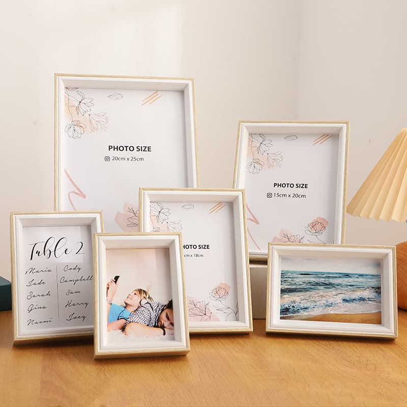 Customized simple creative photo frame table composite wood two-color photo frame 5 inches 6 inches 10 inches photo frame manufacturer wholesale