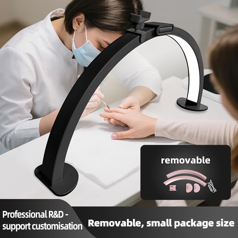Amazon 29-inch Desktop Half-Moon Fill Light, Foldable and Storeable LED Eyelash Extension Light, U-Shaped Split Half-Moon Nail Art Light