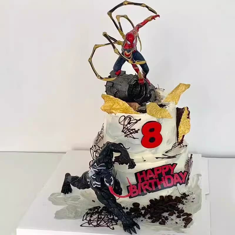 Venom cake decoration ornaments Iron Man Q version Captain America Spider-Man hero Avengers costume