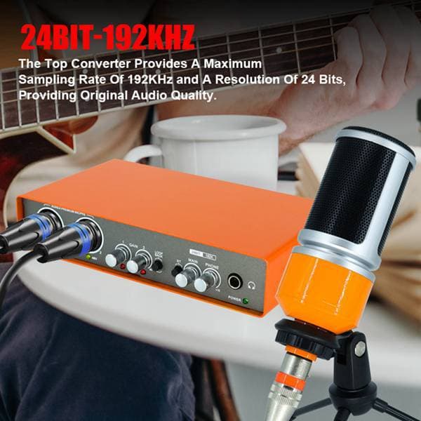 1 Set Color: Orange Material: Metal Mixer + Microphone Set Professional Sound Card for Singing Tuning