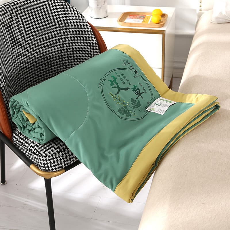 Mugwort Summer Cooling Quilt, Mosquito-Repellent Air Conditioning Duvet, Machine Washable Lightweight Quilt, Conference Sales Gift Welfare Live Stream Wholesale
