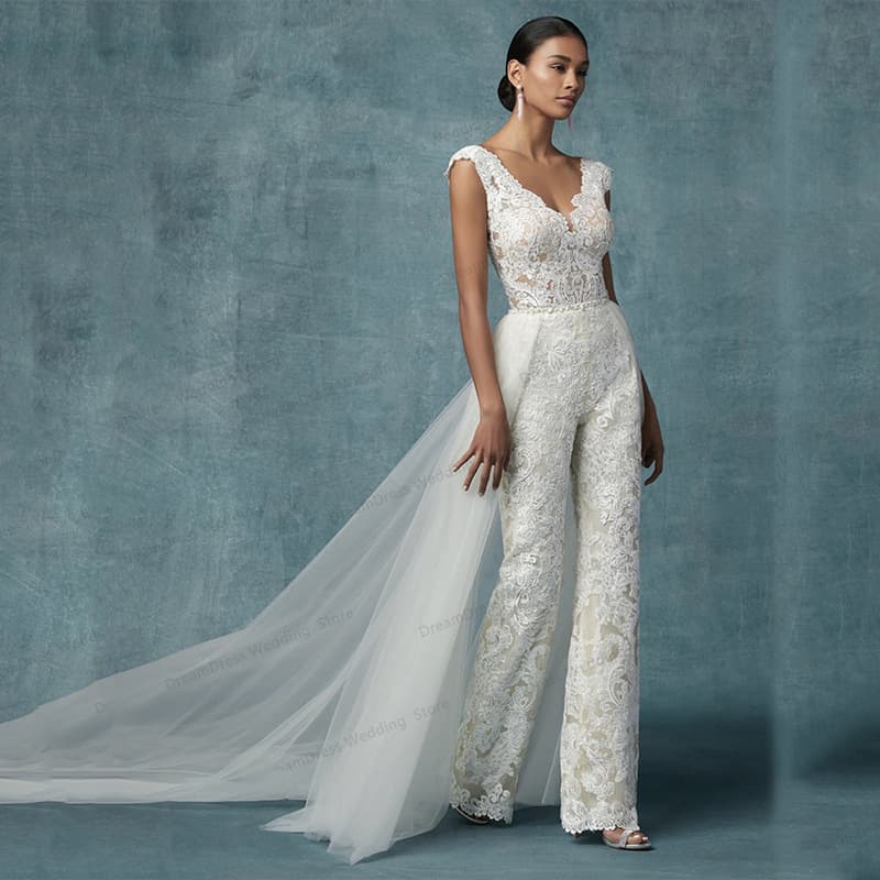 Women's Sexy Backless Jumpsuit Wedding Dress for Party, Banquet, and Evening Gown
