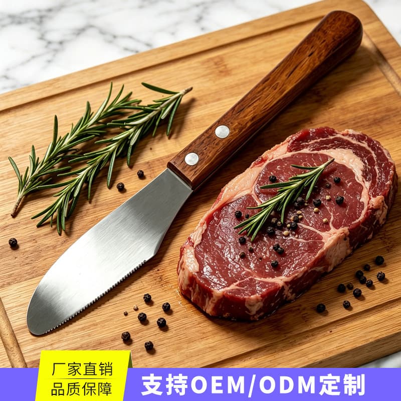 Merbau Wood Handle Steak Knife Stainless Steel Western Food Knife Curved Bread Knife Home Kitchen Dining Knife Western Steak Knife