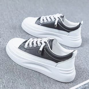 White Shoes Women 2026 Spring Autumn New Breathable Student Skate Shoes Korean Style Heightening Platform Casual Shoes D08 Skate Shoes