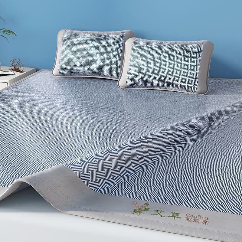 Summer mugwort summer cooling mat ice silk rattan mat grass mat washable three-piece set ice silk mat dormitory single mat
