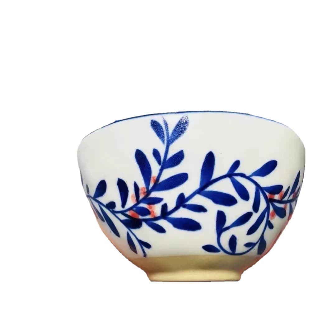 Blue and White Ceramic Set Japanese Ins Style Porcelain Cup 4 5 6 7 Inch Bowl 8 Inch Deep Plate 12 Plates Matte Underglaze
