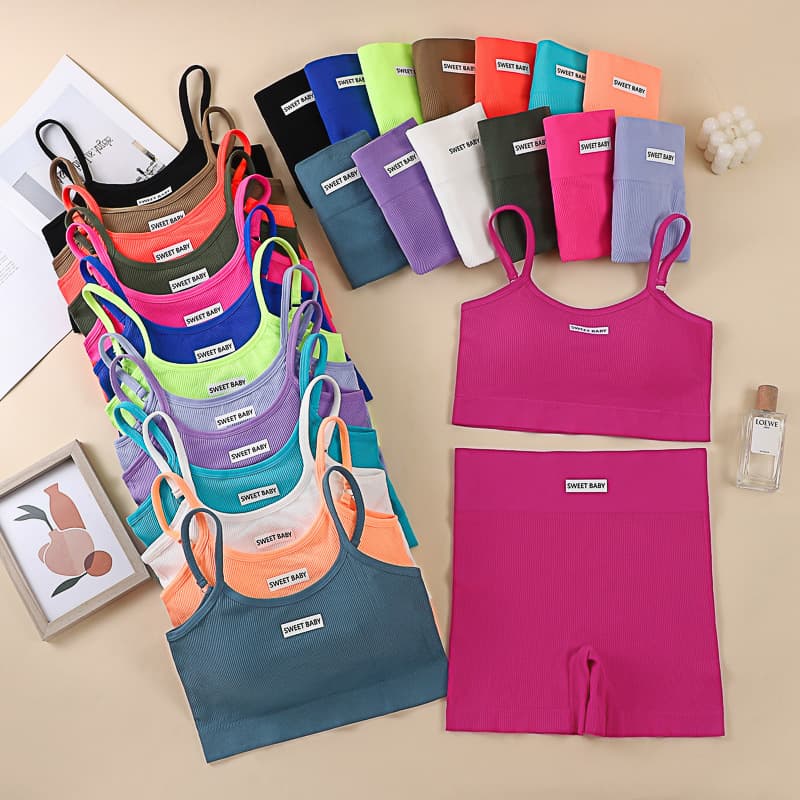 Cross-border popular sports bra set, backless fitness bra, women's shockproof push-up vest and briefs set
