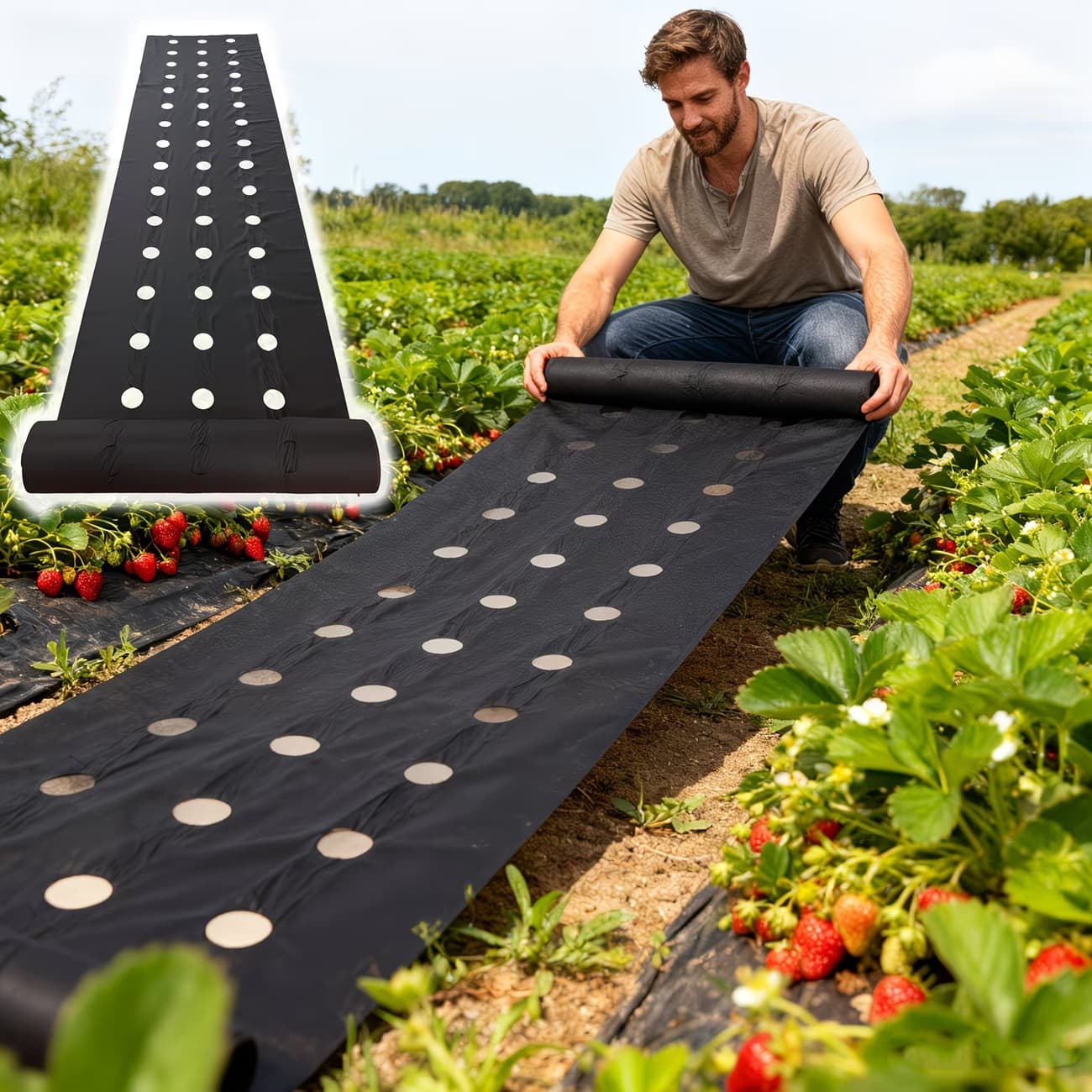 Factory Black-Green Weed Barrier Fabric Wholesale Roll, Garden Agricultural Breathable Moisture-Retaining Black-Green Ground Cover for Weed Control