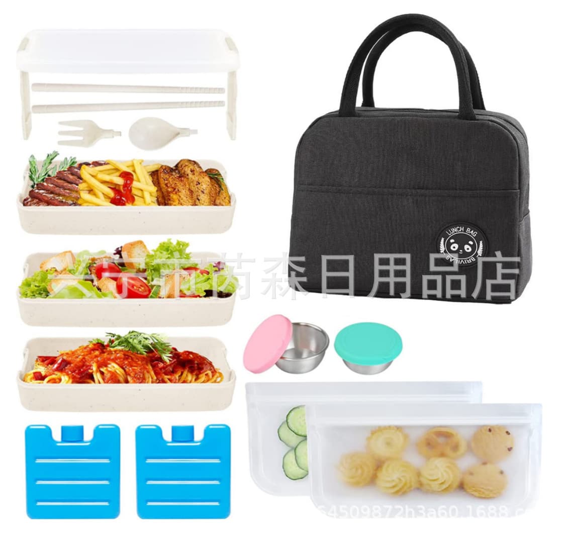 Amazon 10-piece Japanese lunch box set, insulated bag, breakfast soup cup, dip box, snack ziplock bag set
