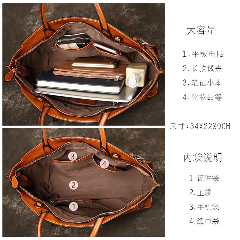 2026 New Genuine Leather Handbag Top-Layer Cowhide Fashion Women's Shoulder Bag Unique Wing Design Versatile Casual Large Bag