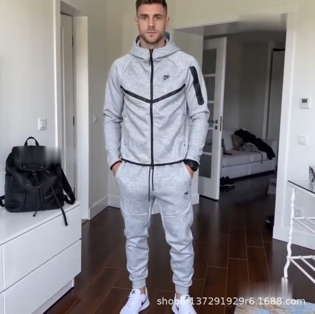 Cross-border NK popular series knitted suit men's sports zipper hooded cardigan casual pants top 950 pants 960