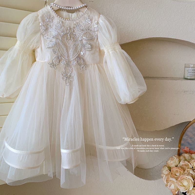 Girls' Dress Spring Fall 2025 New Stylish Kids Long Sleeve Tutu Party Dress Korean Style Baby Princess Dress
