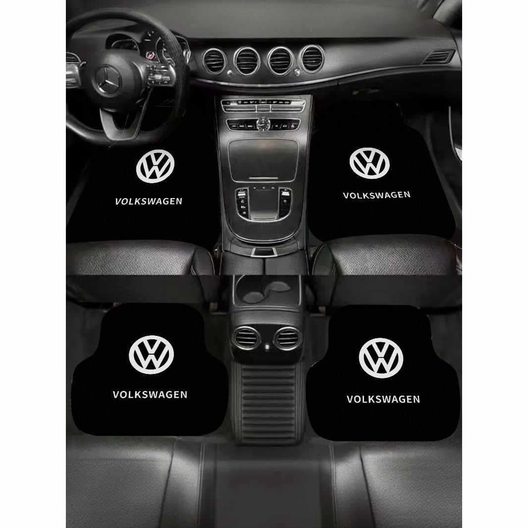 Universal Car Floor Mats for Volkswagen with Logo, Water-Absorbent, Anti-Slip, Wear-Resistant, Front and Passenger Seat Carpet