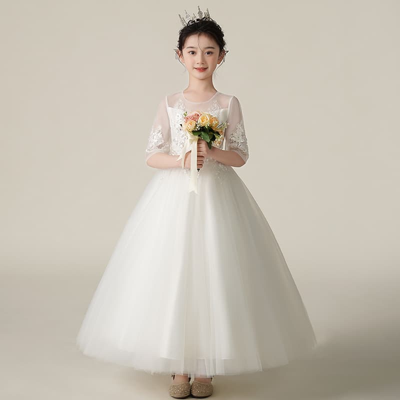 Children's Princess Dress, High-End Wedding Dress for Little Girls, Flower Girl Birthday Piano Performance Costume, Summer Girls' Dress
