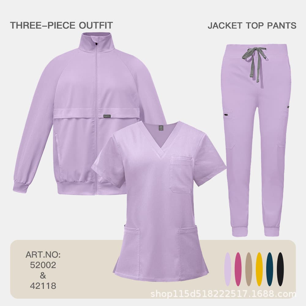 Fashion Casual Dental Clinic Scrubs Set, Nurse Uniform for Men and Women, Embroiderable Three-Piece Set