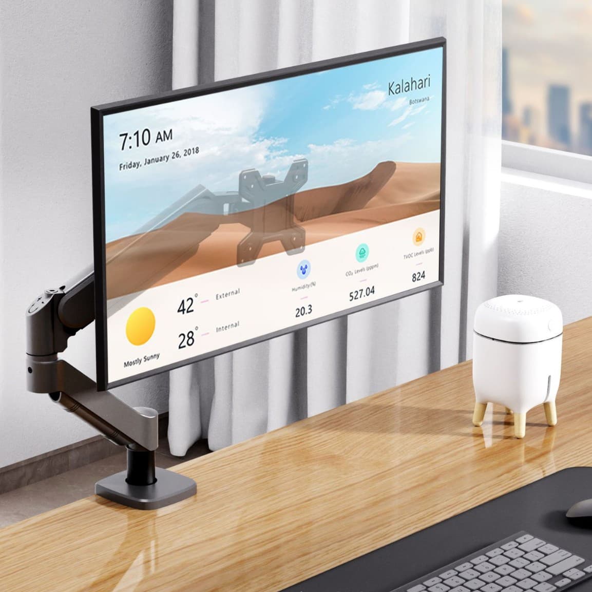 Kehao monitor stand gas spring rotating desktop computer screen cantilever desktop support lifting base