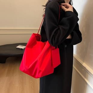 Minimalist Lazy Style Tote Shoulder Bag for Women, Large Capacity Underarm Bag, Student School Bucket Bag, Vintage Shopping Bag