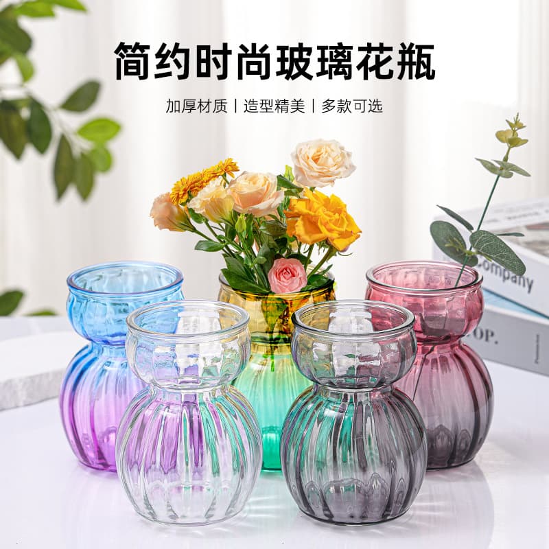 Little Snowman Colored Glass Vase Creative Green Plant Hydroponic Decorative Vase Simple Creative Living Room Dining Table Flower Vase