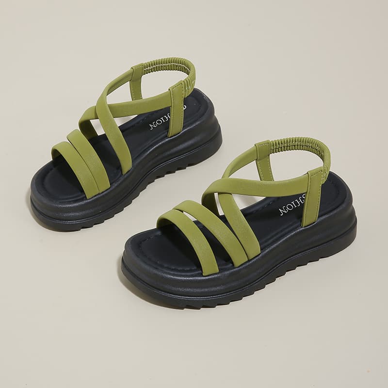 Roman Sandals for Women with Skirt, Summer 2026 New Style, Black Versatile Comfortable Thick Sole Beach Shoes