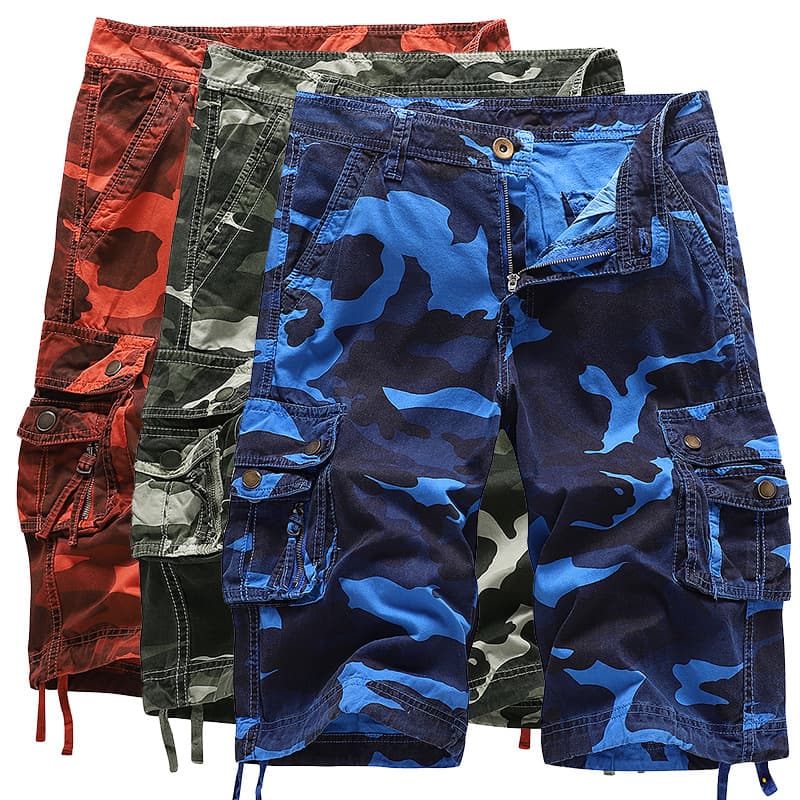 Wholesale Summer Amazon Men's Loose Casual Camouflage Overalls Shorts Multi-Flap Pocket Pants A083