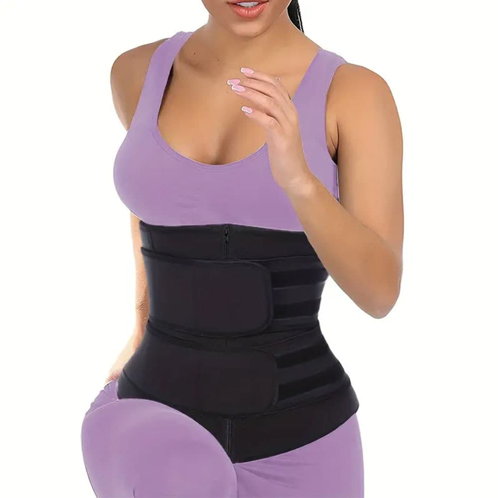 Cross-border Source Factory Waist Trainer Exercise Sweat Postpartum Body Shaping Double Belt Zipper Style Abdominal Waist Belt