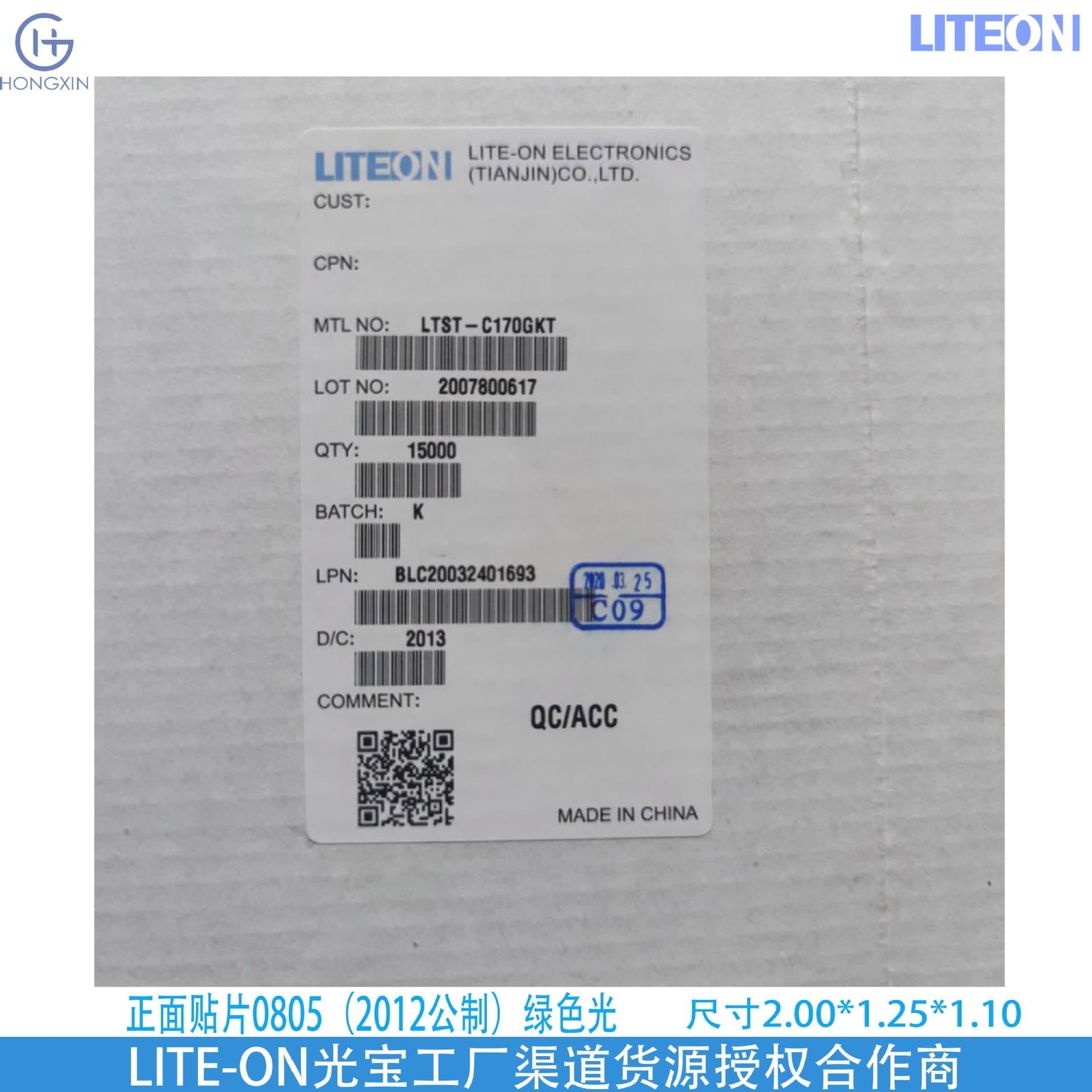 Lite-On Original Stock LTST-C170GKT Green LED, 2.1V Voltage, 10mA Current, 130° Light Angle