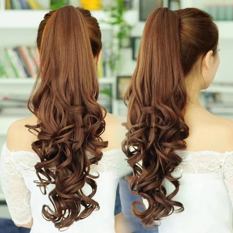 Long Wavy Ponytail Hair Extension for Women, Realistic Natural Curly Ponytail with Clip, Big Wave Style