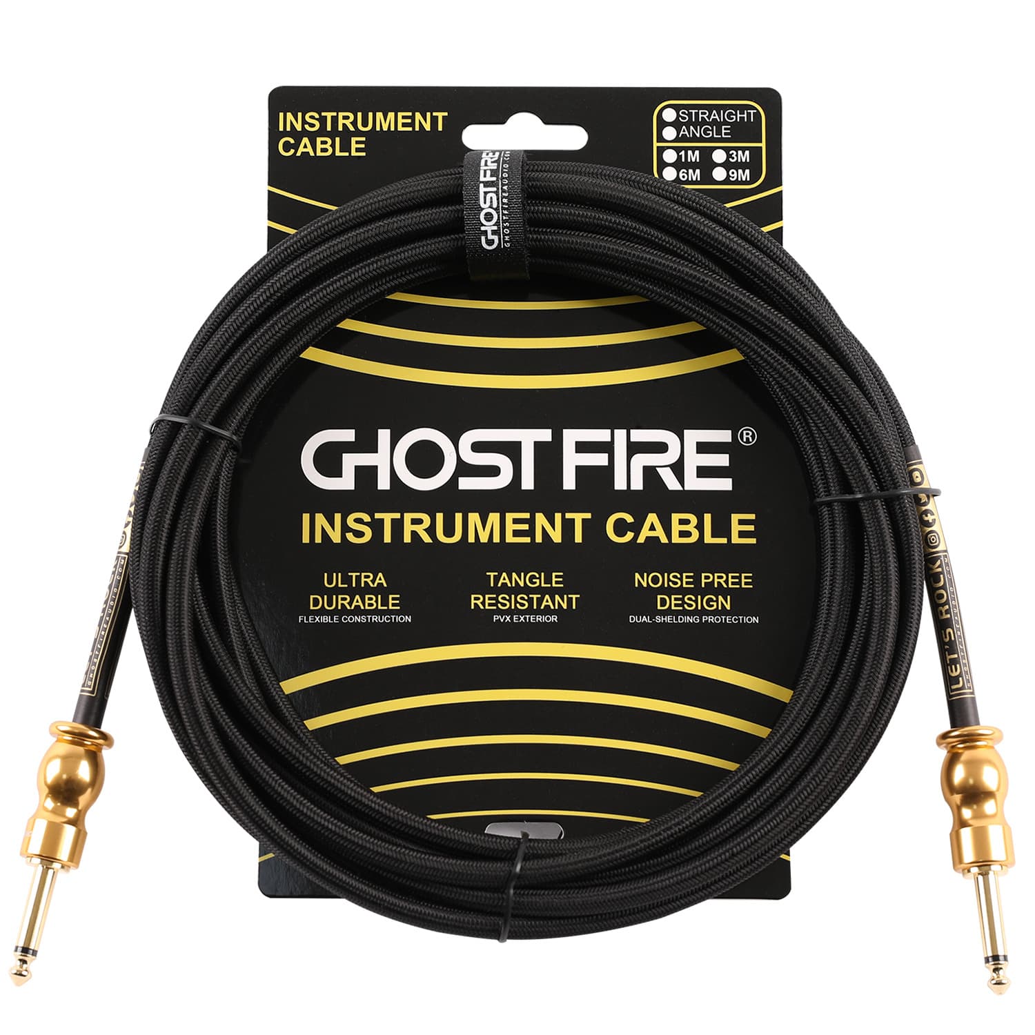 Guitar Bass Right-Angle Instrument Cable Keyboard Synthesizer Audio Connection Cable 6.35mm Straight Plug Bumblebee