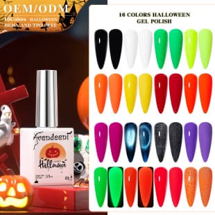 VENDEENI Halloween Series 16-Color Fluorescent Orange Green Glow Gel Cat Eye Diamond Gel Cross-Border Nail Gel Polish