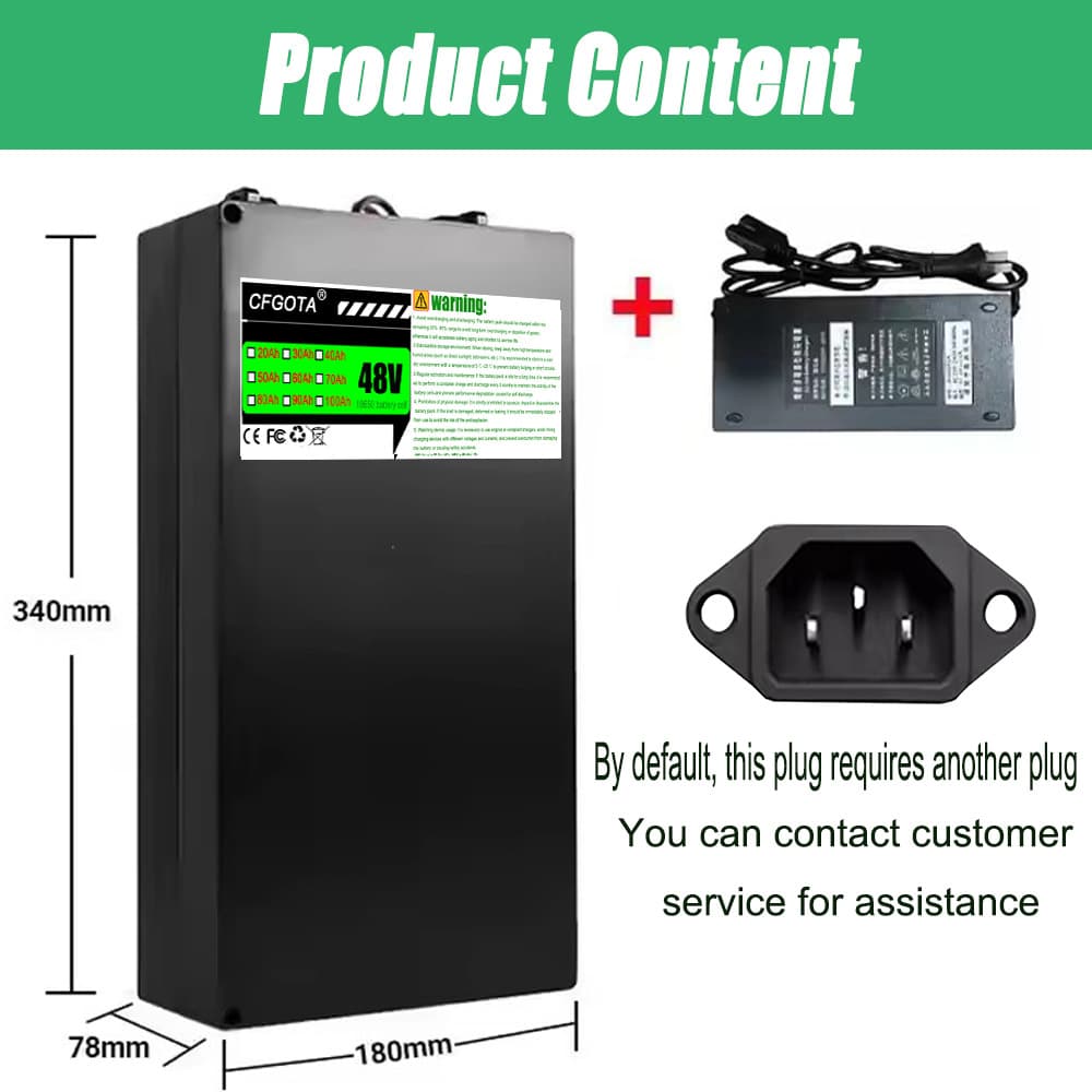 Compatible with Harley 48V 20Ah-100Ah 18650 Lithium Battery for Citycoco Scooter Bicycle