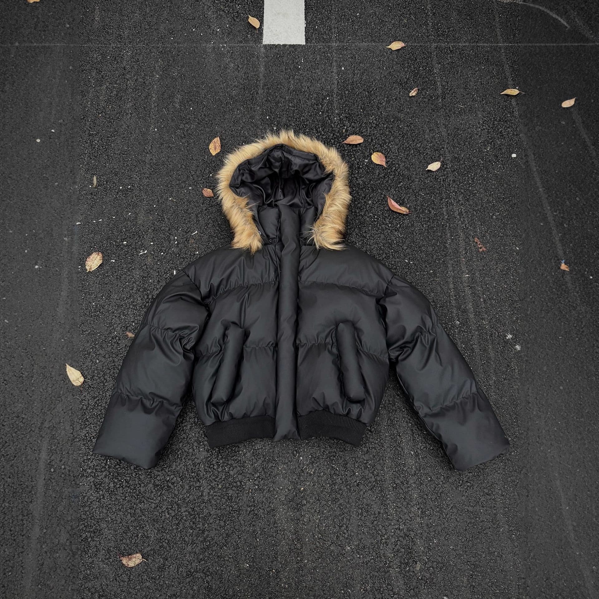 Mountain Eagle Large Fur Collar Hooded High-End Feel Men's Cotton Coat Thickened Cotton Jacket Premium Warm PU Leather Padded Puffer Jacket