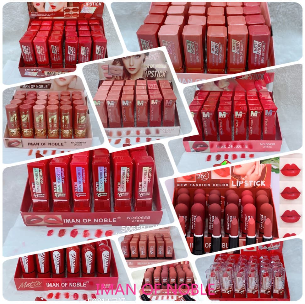 Cross-border IMAN OF NOBLE [24-Piece Set] Bright Red Series Moisturizing Lipstick MATTE LIPSTICK