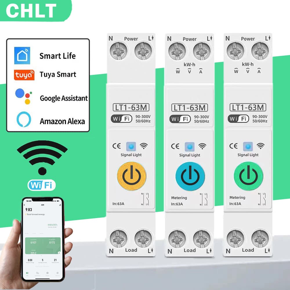 Tuya smart wifi circuit breaker metering switch over and under voltage protection mobile phone remote control timing switch