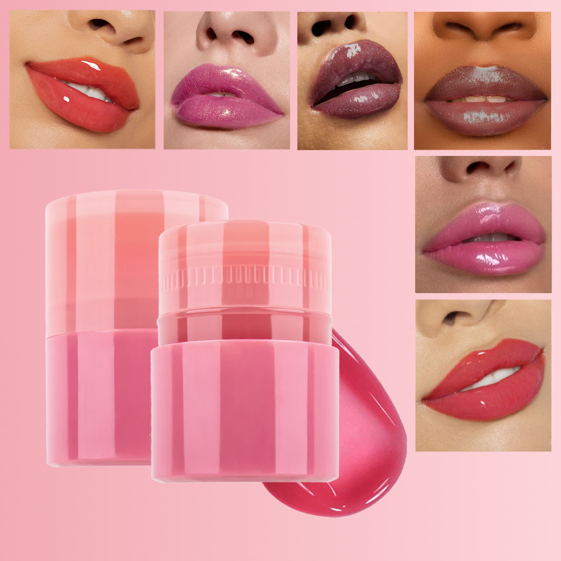 SHCOETY twist-up lip balm, 6 colors, hydrating, moisturizing, enhances complexion, fine shimmer, reduces lip lines, cross-border