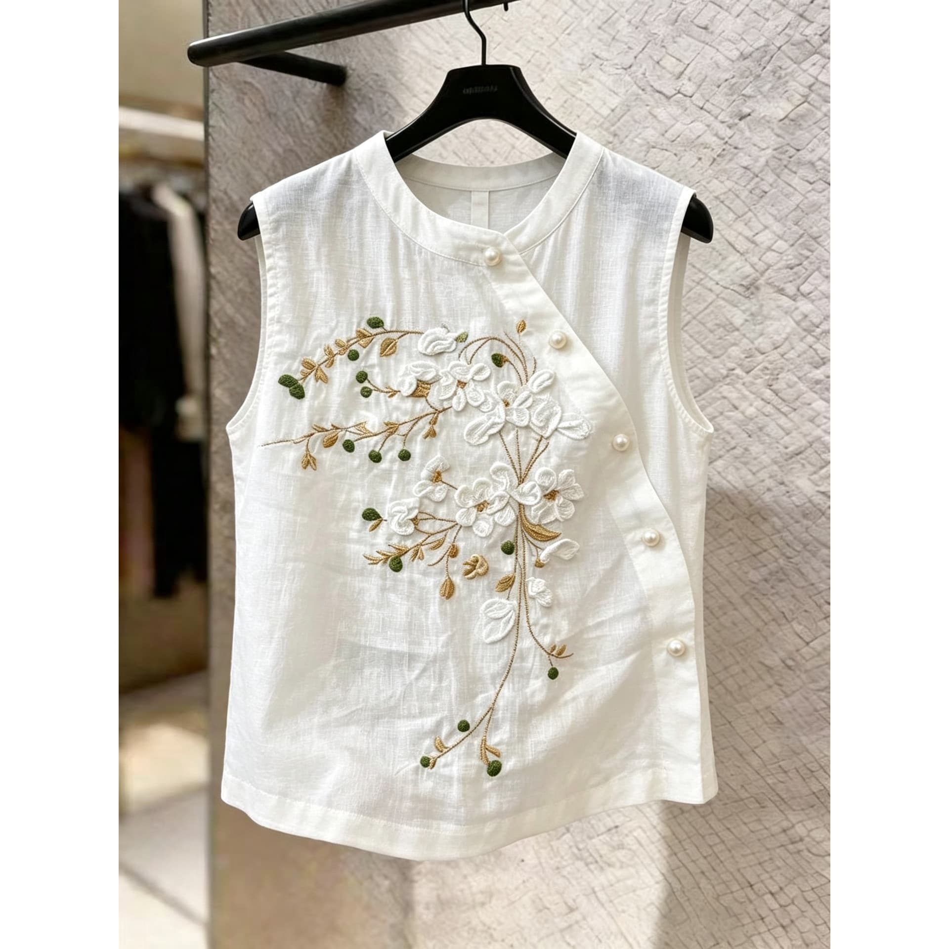 New Chinese Style White Buttonless Sleeveless Vest for Women 2026 Summer New Fashion Niche Versatile Age-Defying Tank Top