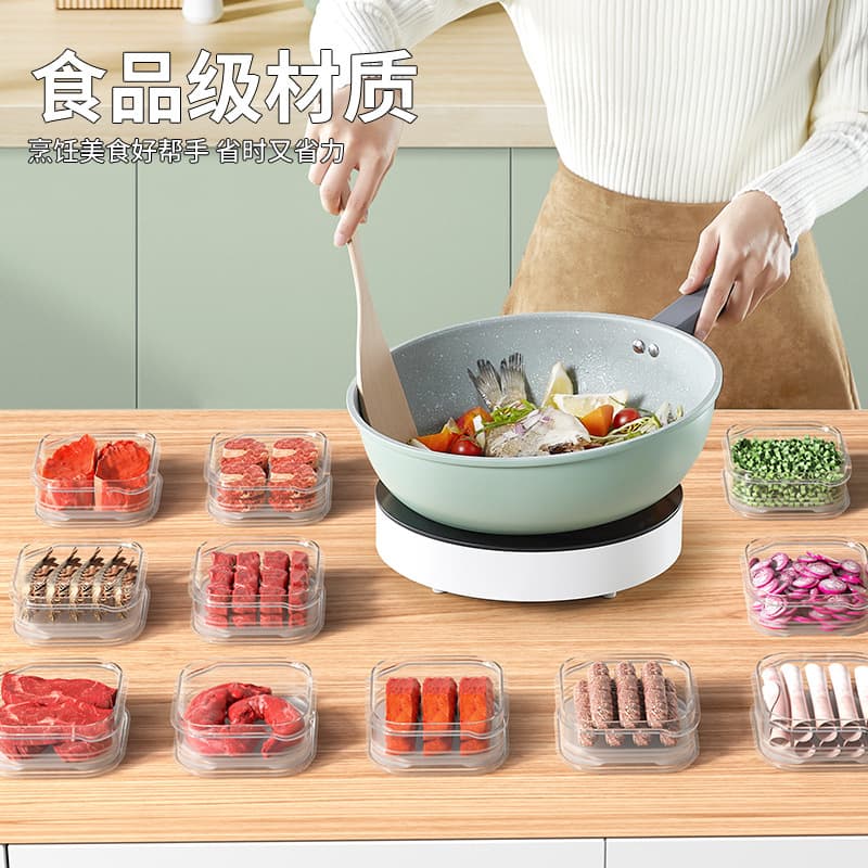 Wholesale food storage fresh-keeping box freezer layer frozen meat sealed square refrigerator organizer vegetable fruit storage container