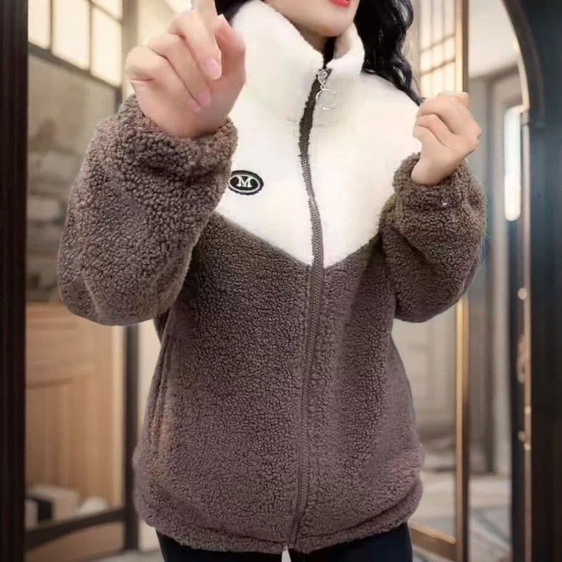 Plus-size Lamb Fleece Cotton Coat for Women 2024 Chic Style Mom Fashion Granular Fleece Cotton Jacket