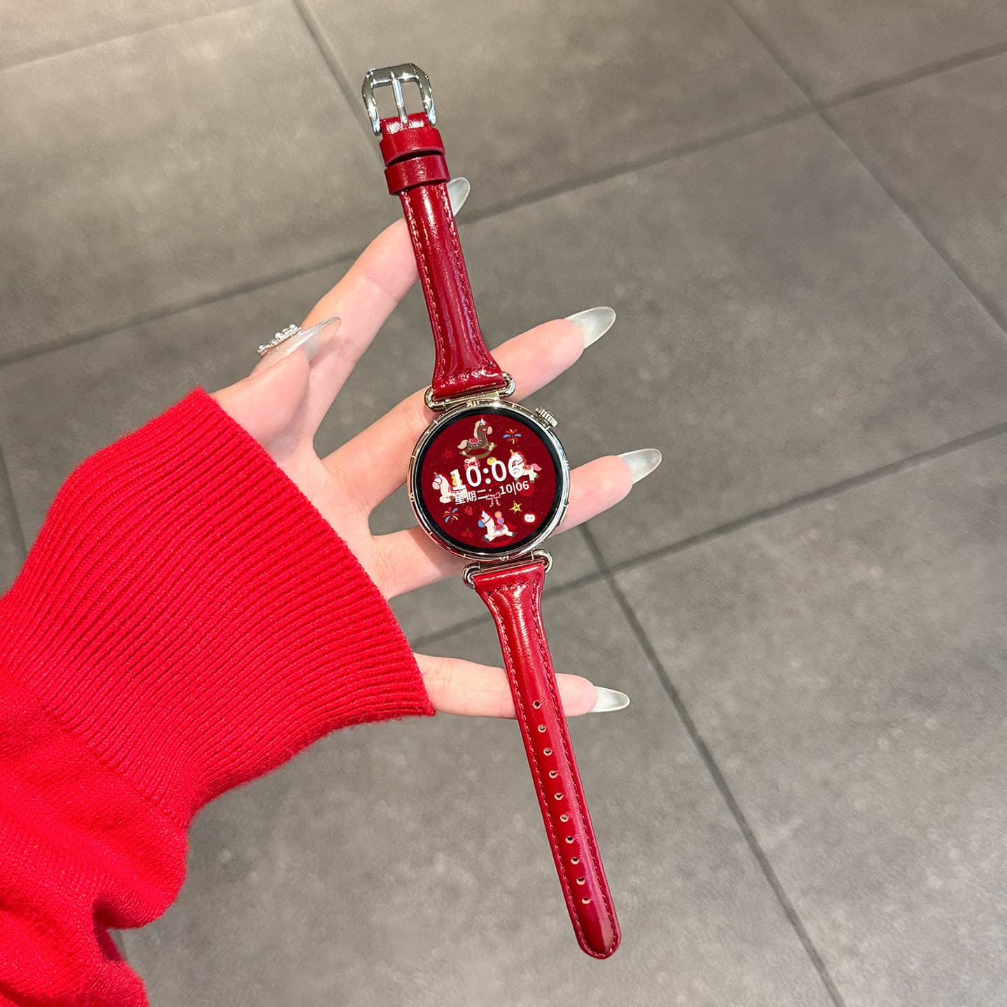[New Year Red] Compatible with Huawei Watch GT6 Band GT5 Slim Waist Retro GT4 Pro/4 Leather Wrist Strap