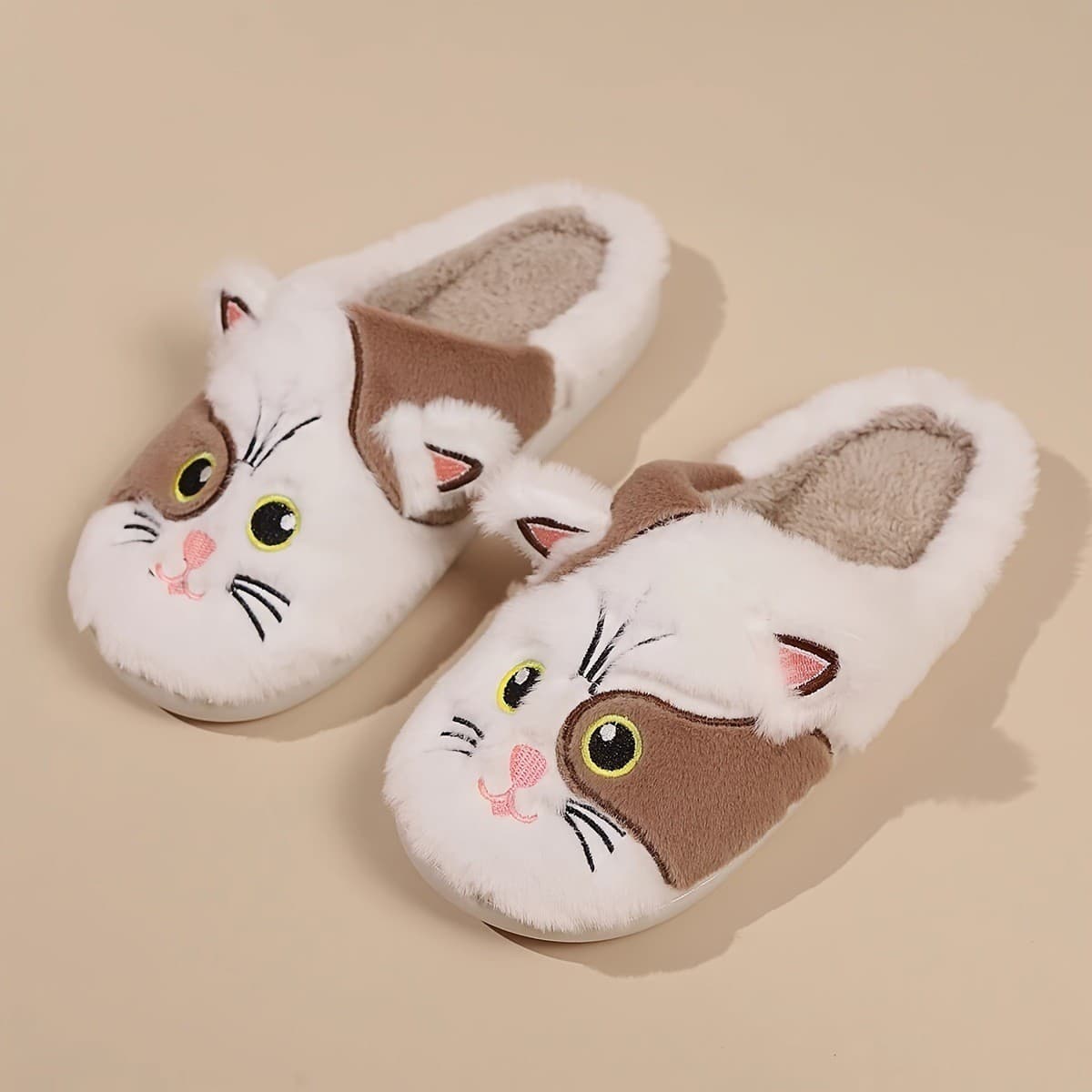 Winter Warm House Slippers Indoor Anti-Slip Cotton Slippers for Men and Women with Heel Cover, Little Cow Plush Cotton Shoes